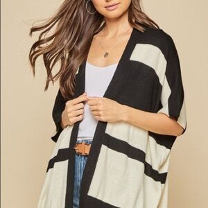 Open Front Striped Cardigan